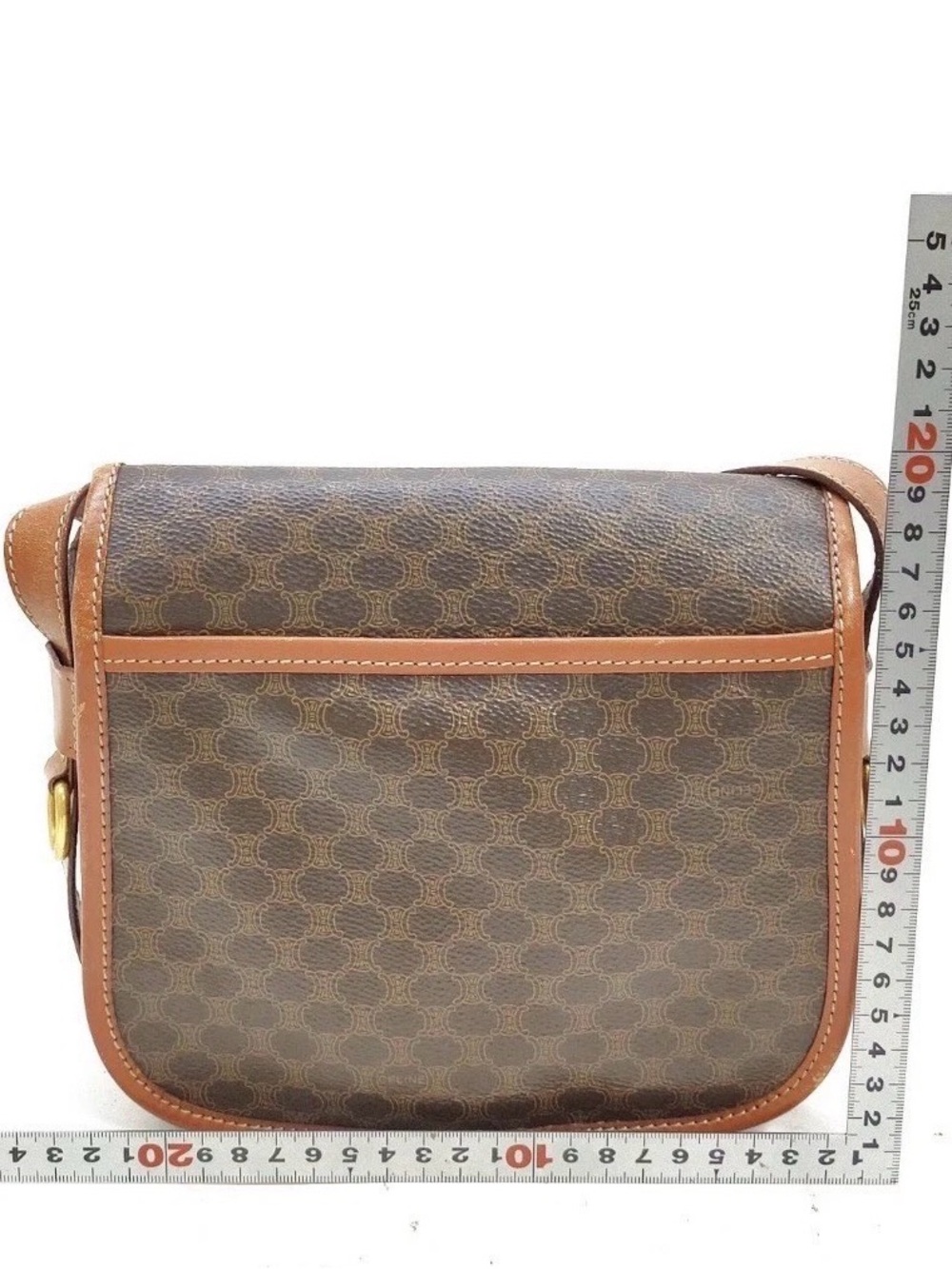 VTG Celine Macadam Pattern Buckle Snap Flap Shoulder Bag Leather Interior - Picture 5 of 13